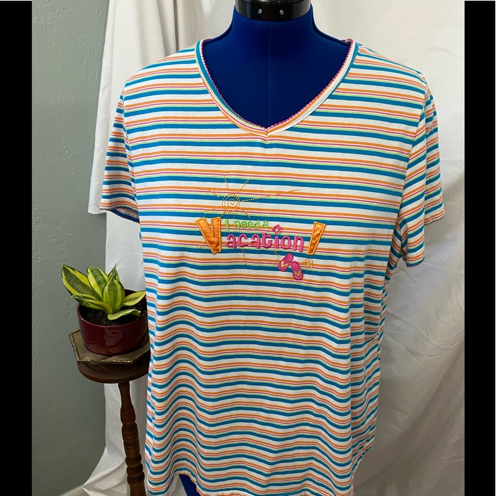 💥💥 NWOT TEE TOP Plus embroidery 2X